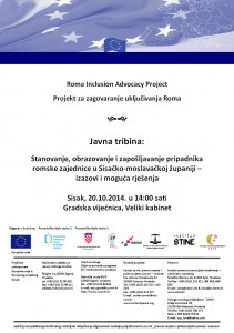 Javna tribina - Stanovanje, obrazovanje i zapošljavanje pripadnika romske zajednice u SMŽ - izazovi i moguća rješenja